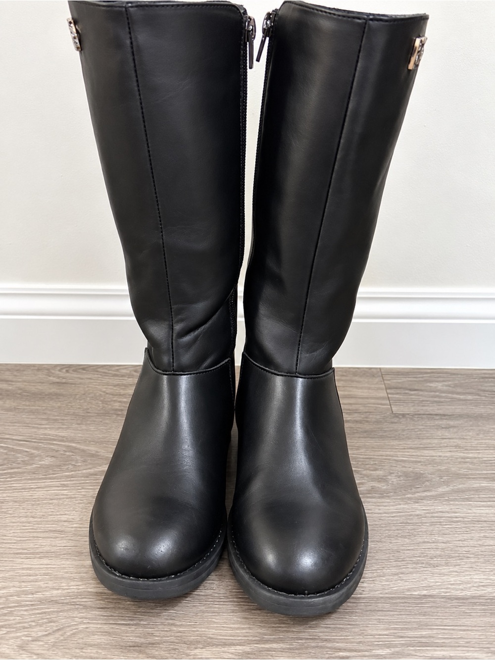 DKNY Black Knee-High Girls' Zip Boots